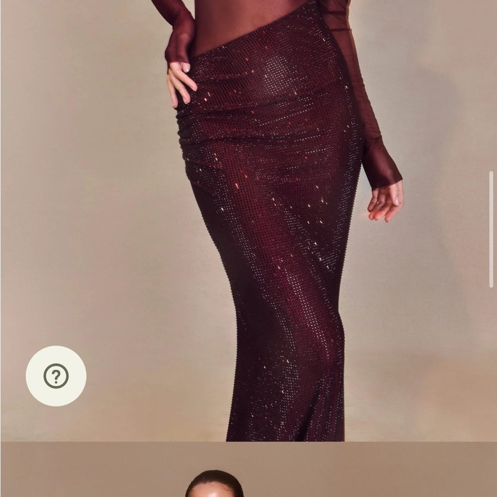 Meshki Burgundy One-Shoulder Sequin Gown - Picture 5 of 8